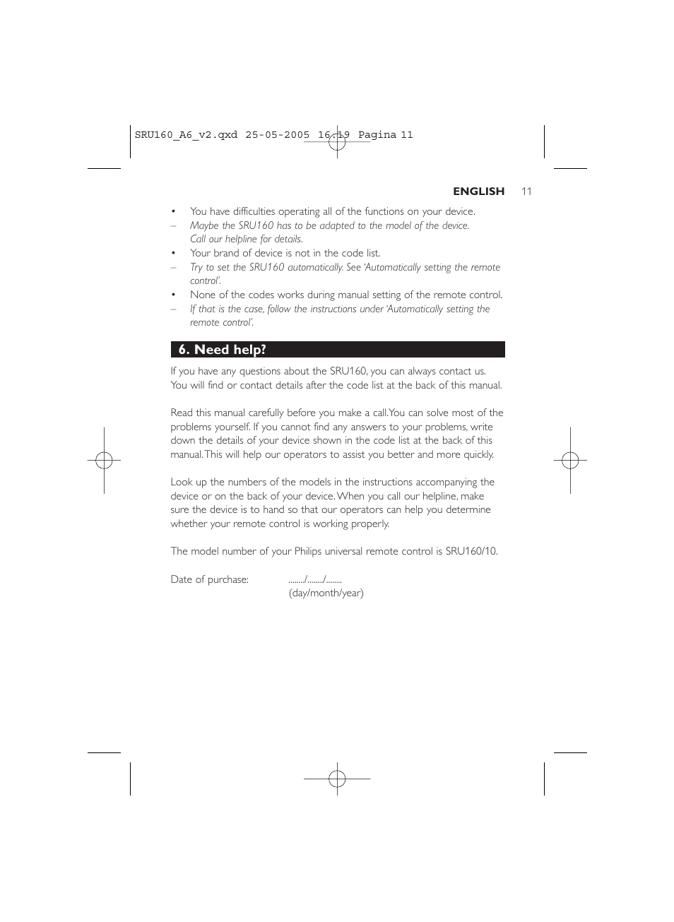 Need help | Philips Mando a distancia universal User Manual | Page 11 / 112