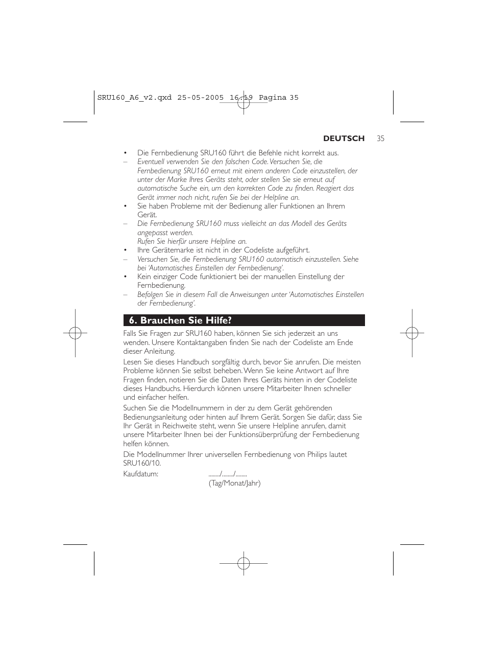 Brauchen sie hilfe | Philips Mando a distancia universal User Manual | Page 35 / 112