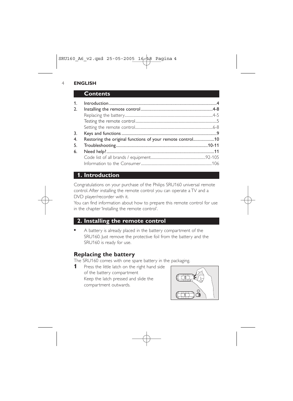 Philips Mando a distancia universal User Manual | Page 4 / 112