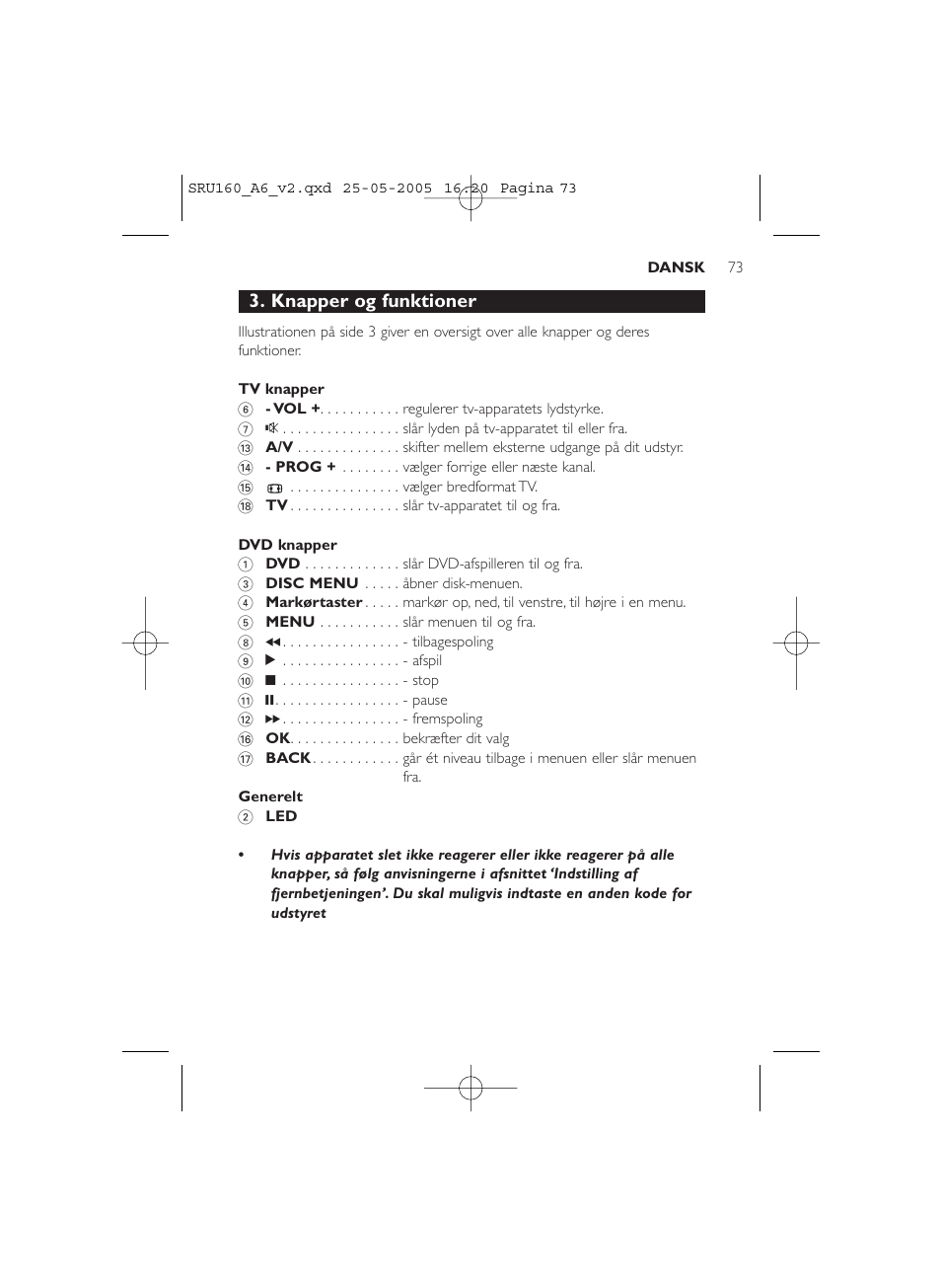 Knapper og funktioner | Philips Mando a distancia universal User Manual | Page 73 / 112