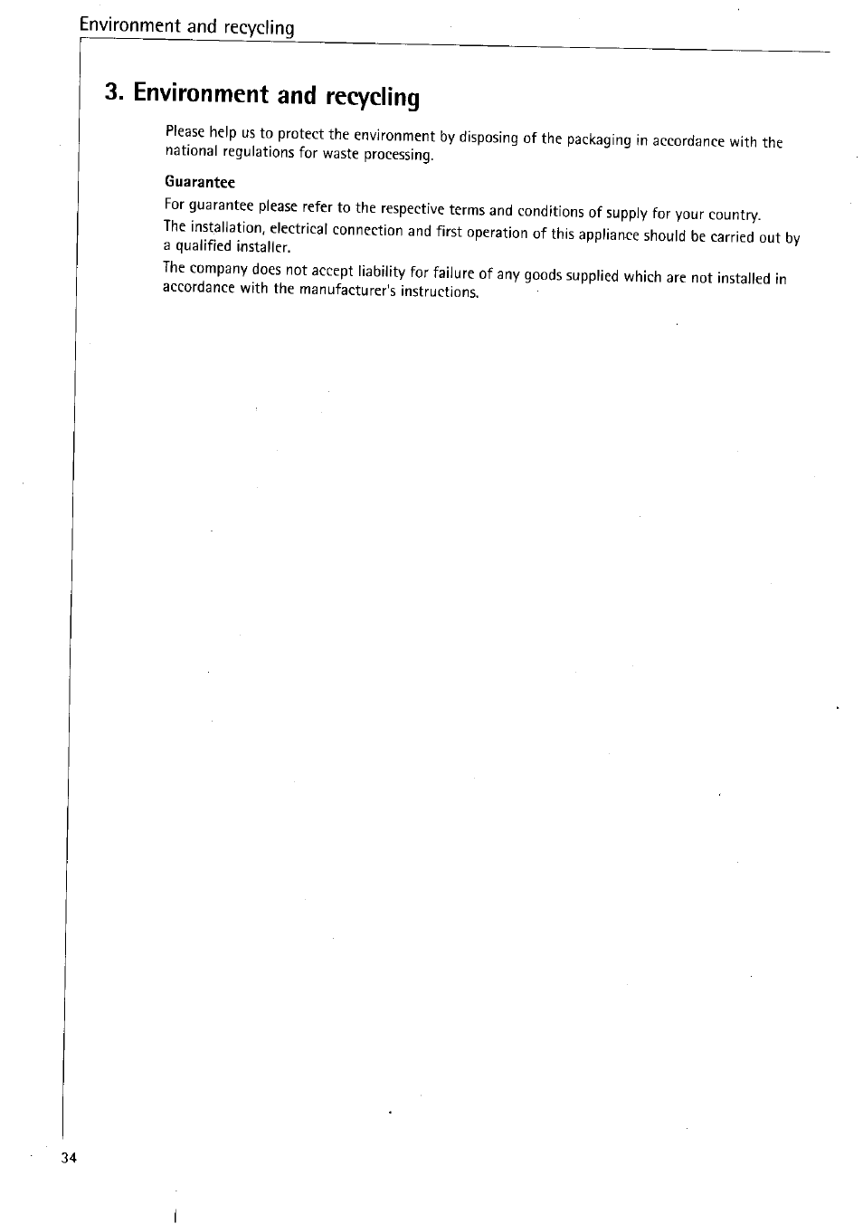 Environment and recycling, Guarantee | AEG WSP 7010 User Manual | Page 19 / 19