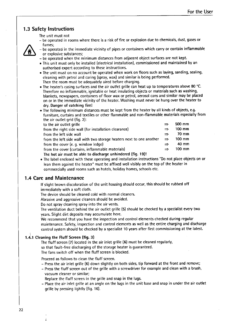 3 safety instructions, 4 care and maintenance, 1 cleaning the fluff screen (fig. 3) | AEG WSP 7010 User Manual | Page 7 / 19