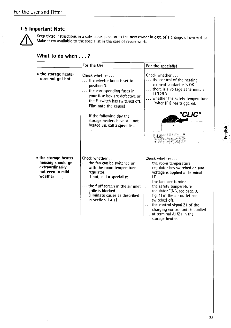 5 important note, What to do when, For the specialist | AEG WSP 7010 User Manual | Page 8 / 19