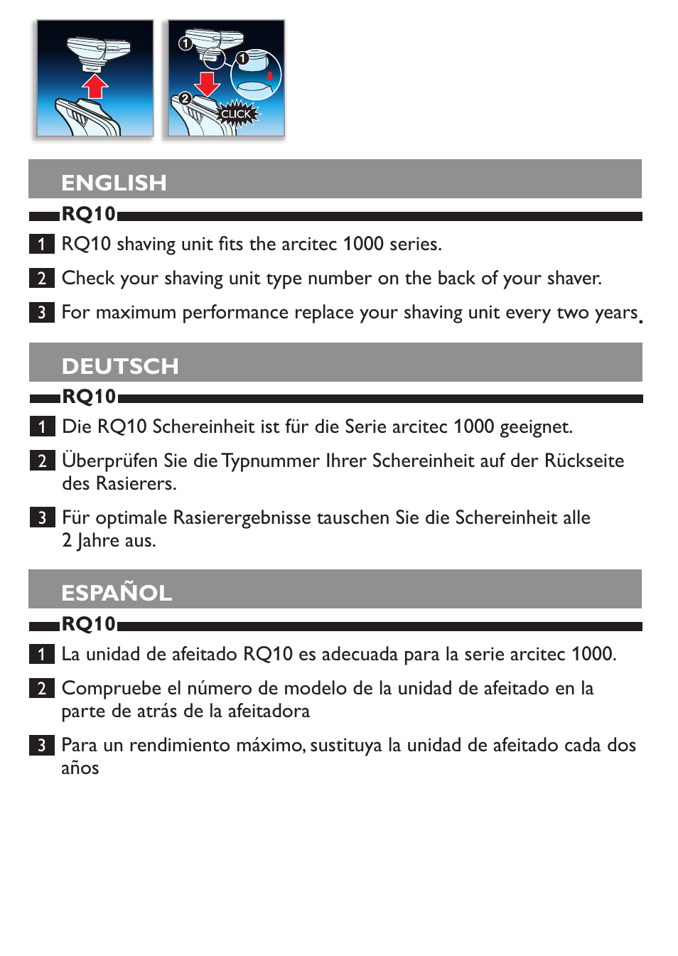 Philips Unidad de afeitado User Manual | 2 pages