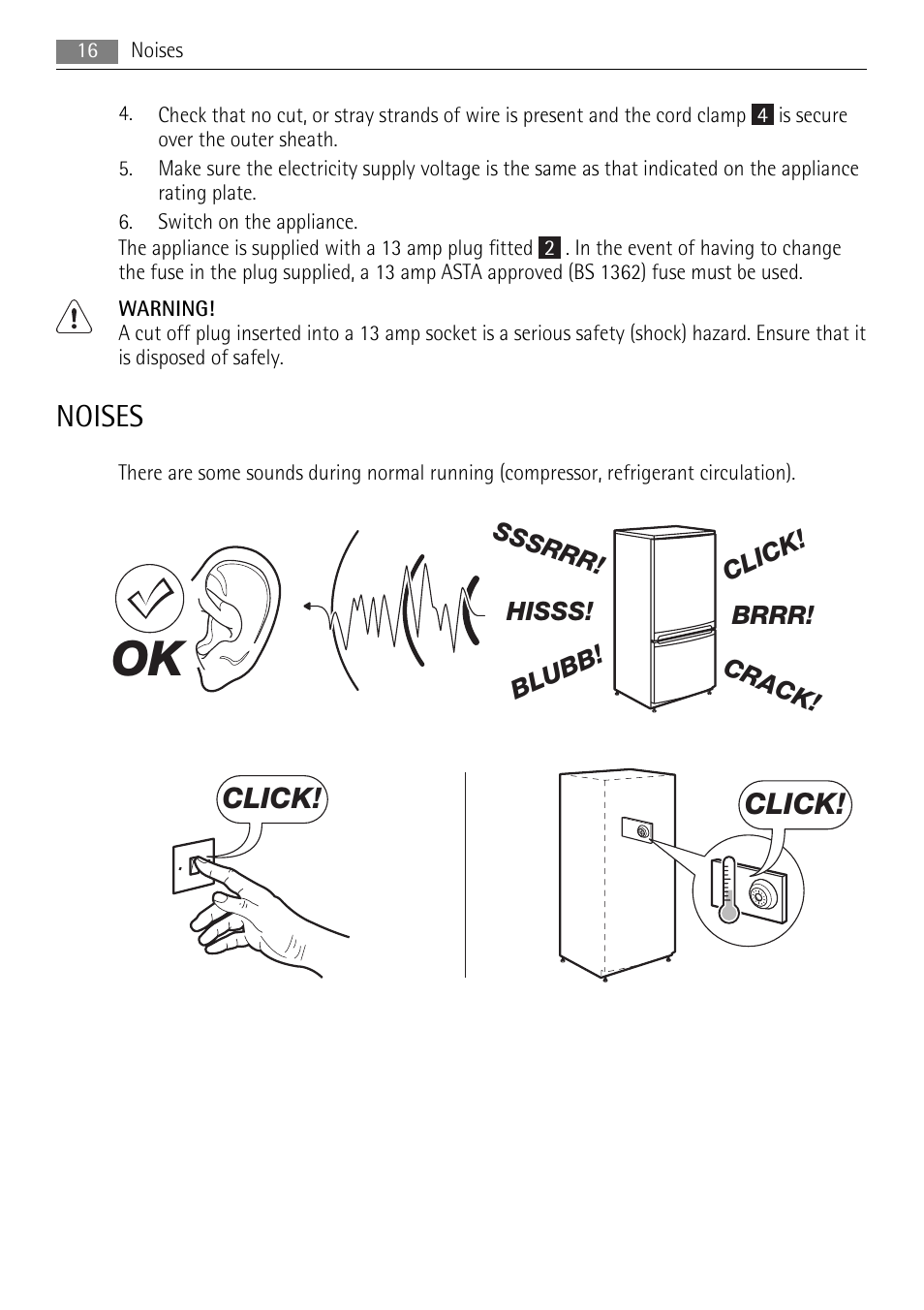 Noises, Click | AEG A92200GNM0 User Manual | Page 16 / 20