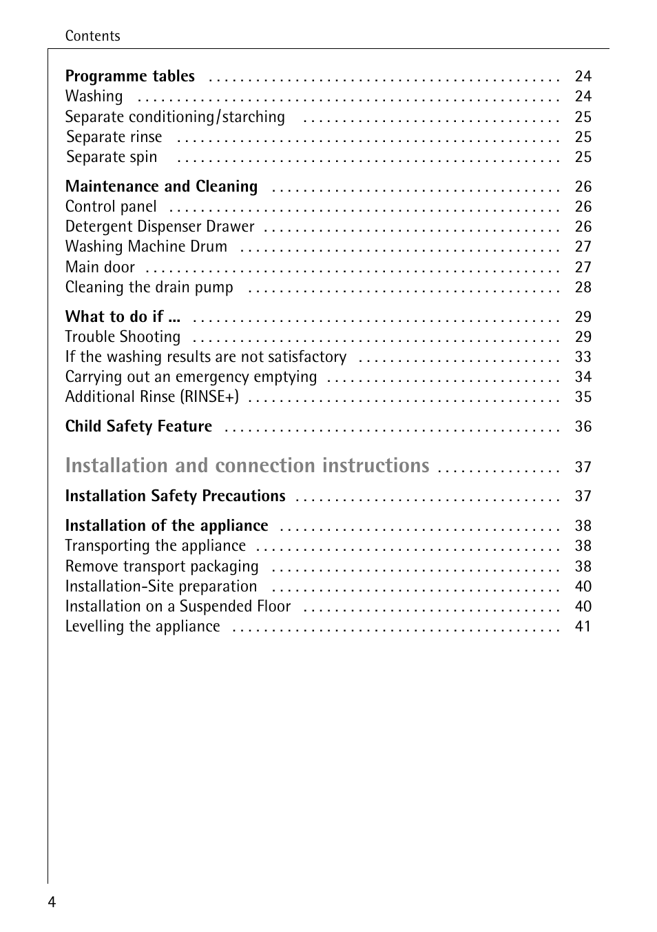 Installation and connection instructions | AEG KO-LAVAMAT 74335 User Manual | Page 4 / 52