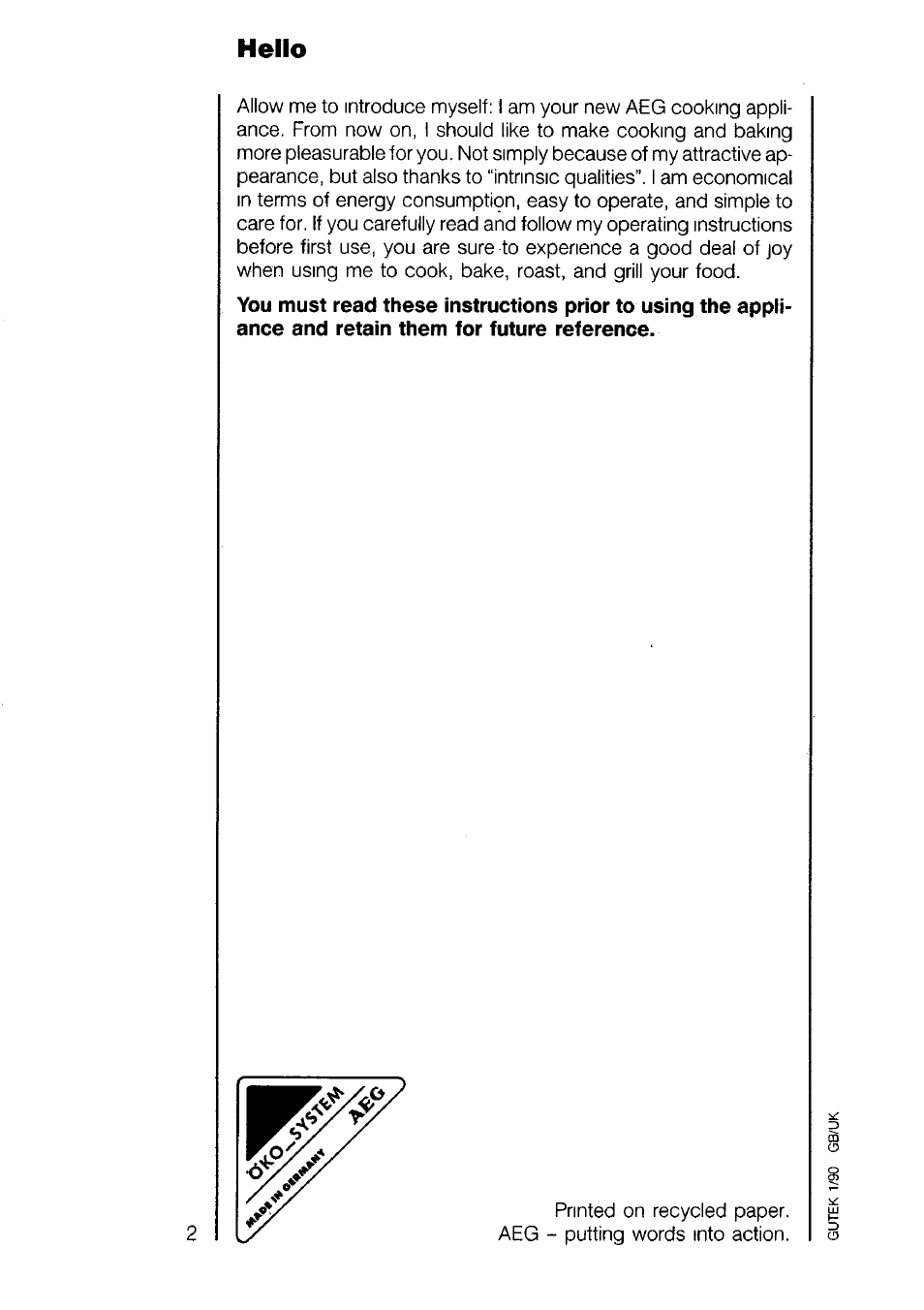 Hello | AEG 7658B User Manual | Page 2 / 39
