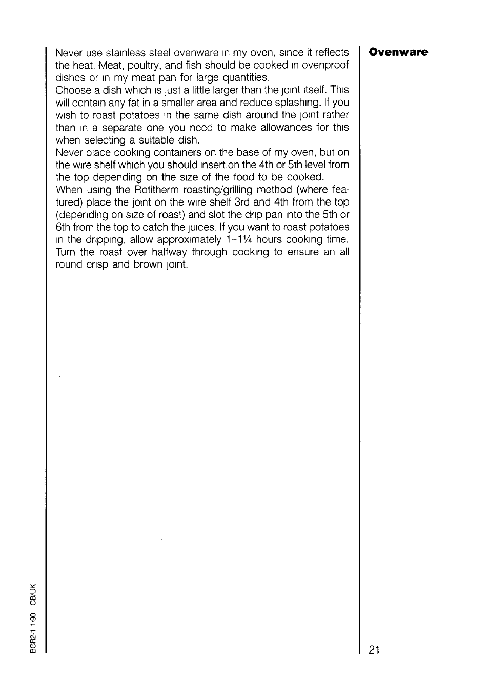 Ovenware | AEG 7658B User Manual | Page 21 / 39