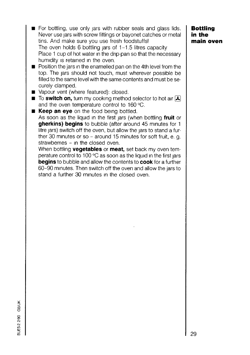 Bottling in the main oven | AEG 7658B User Manual | Page 29 / 39