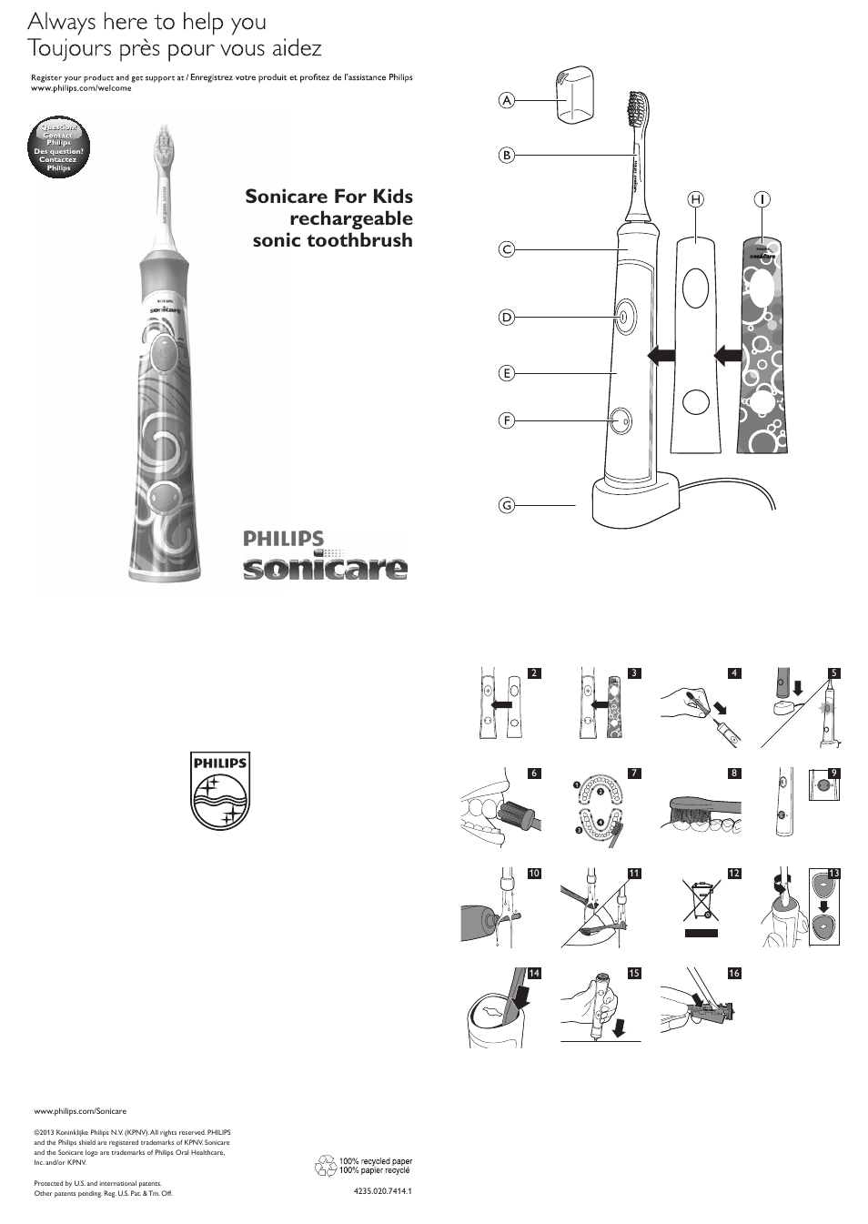 Philips Sonicare For Kids Cepillo dental sónico recargable User Manual | 8 pages