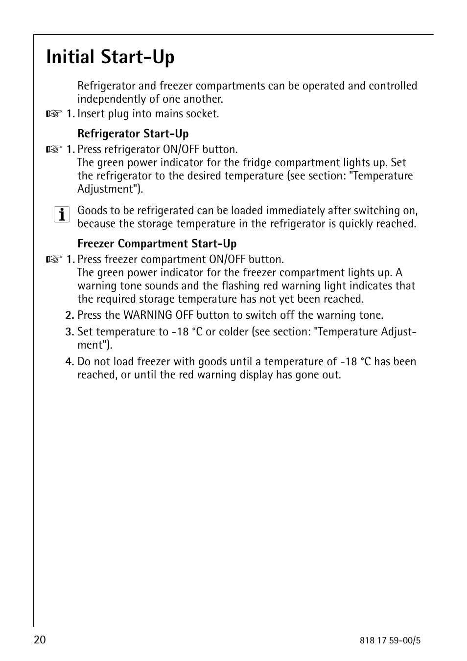 Initial start-up | AEG SANTO 3150-7 KG User Manual | Page 20 / 40