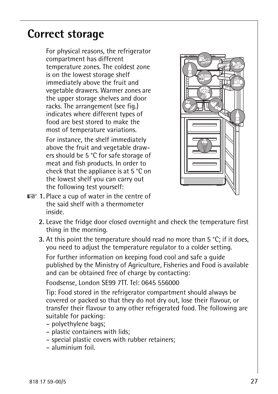 Correct storage | AEG SANTO 3150-7 KG User Manual | Page 27 / 40