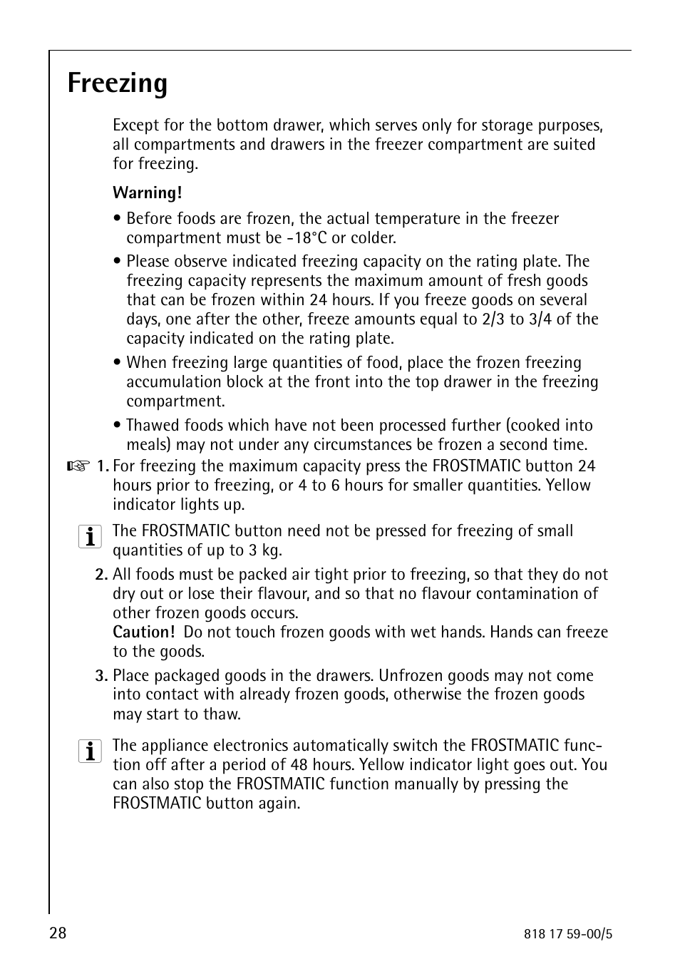 Freezing | AEG SANTO 3150-7 KG User Manual | Page 28 / 40