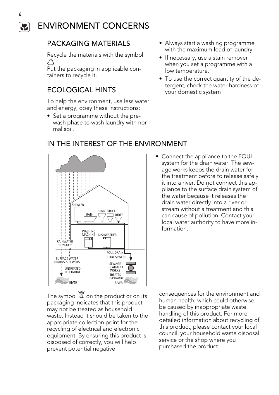 Environment concerns | AEG L 75670 FL User Manual | Page 6 / 36