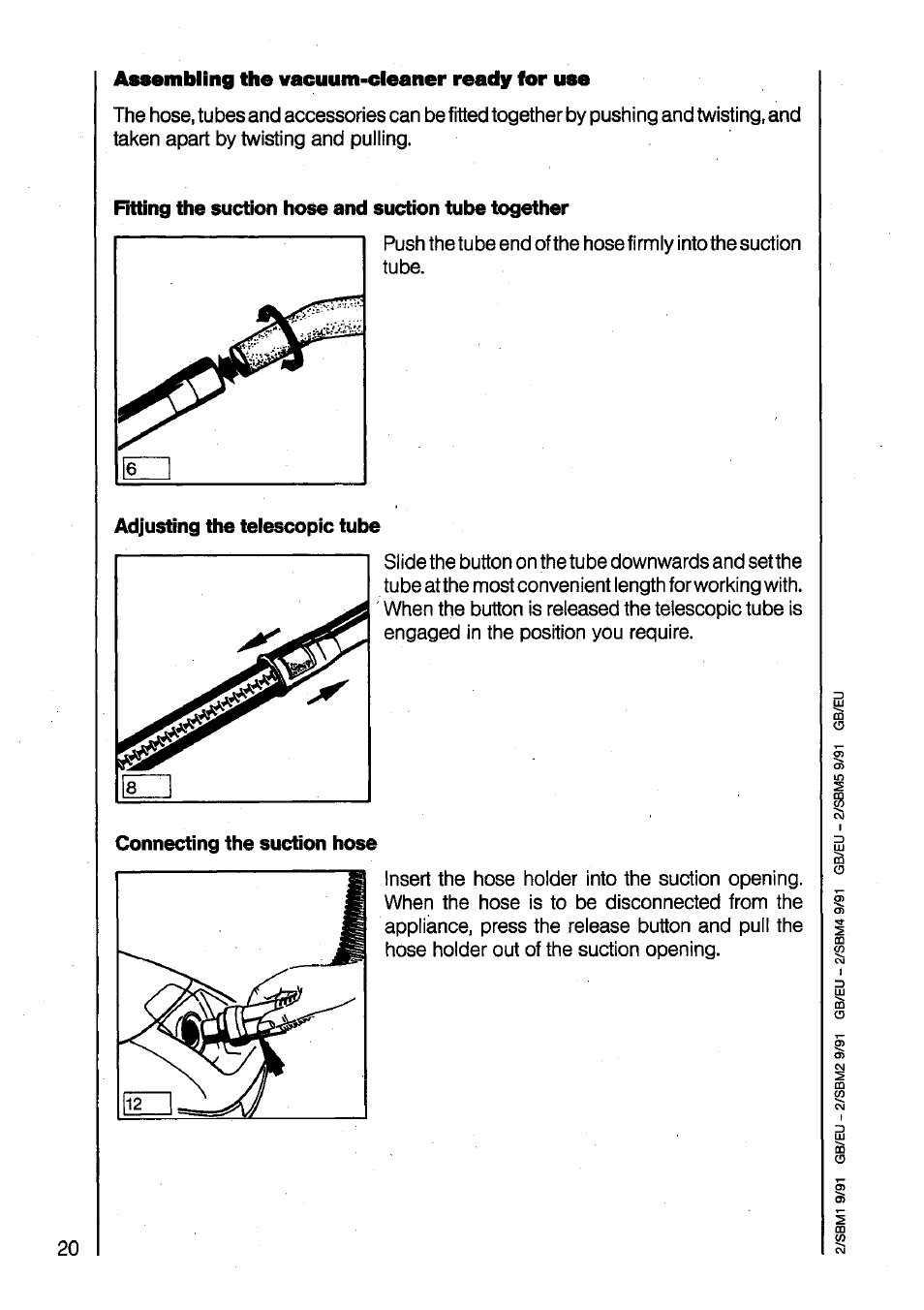 Fitting the suction hose and suction tube together | AEG VAMPYR 825I User Manual | Page 6 / 16