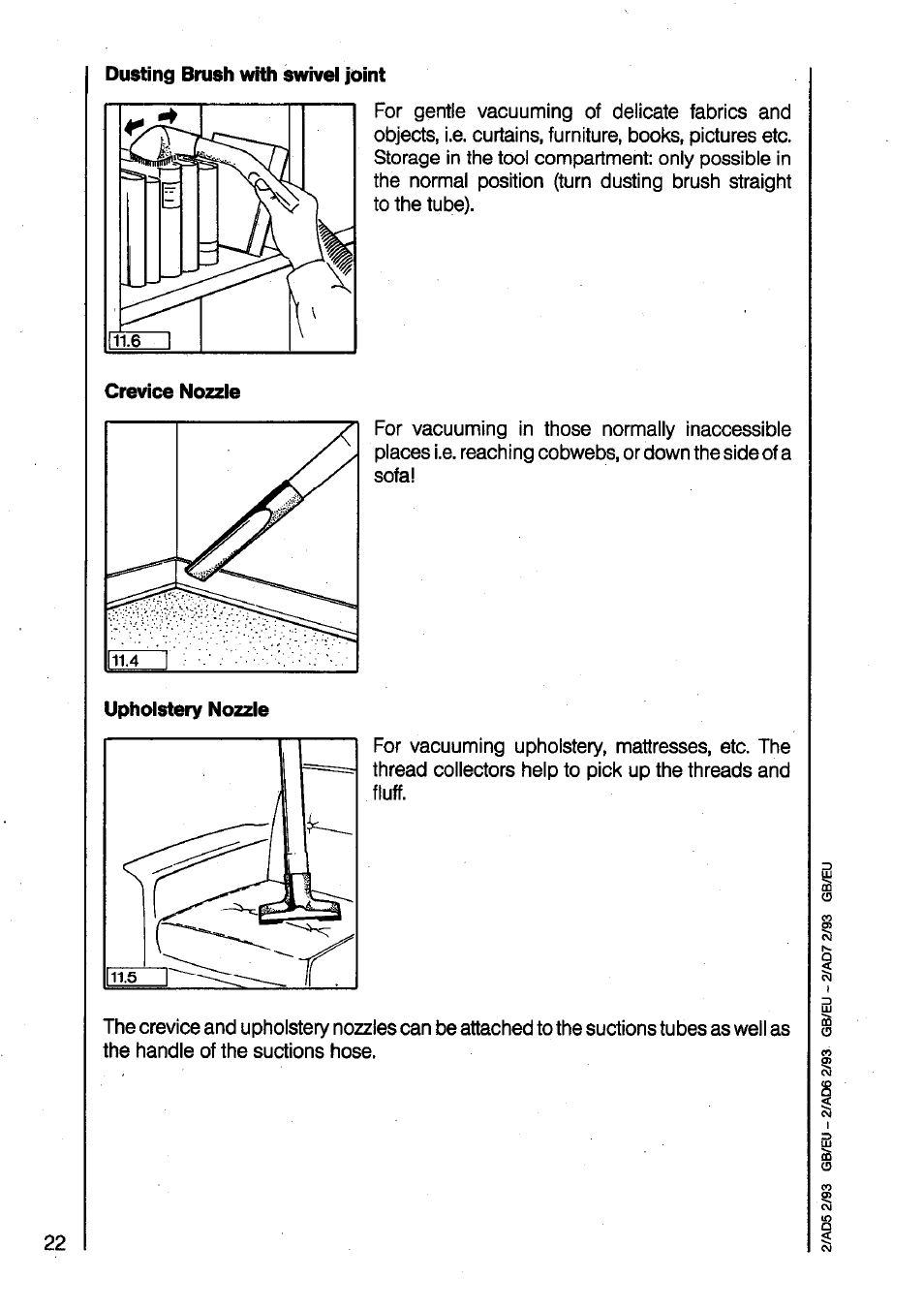 Dusting brush with swivel joint | AEG VAMPYR 825I User Manual | Page 8 / 16