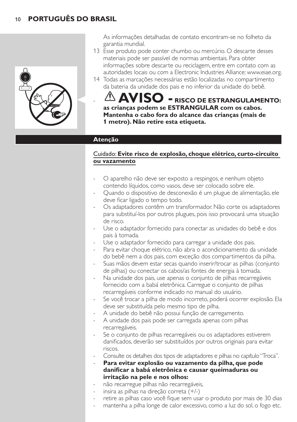 Aviso | Philips AVENT Vigilabebés con vídeo digital User Manual | Page 10 / 22