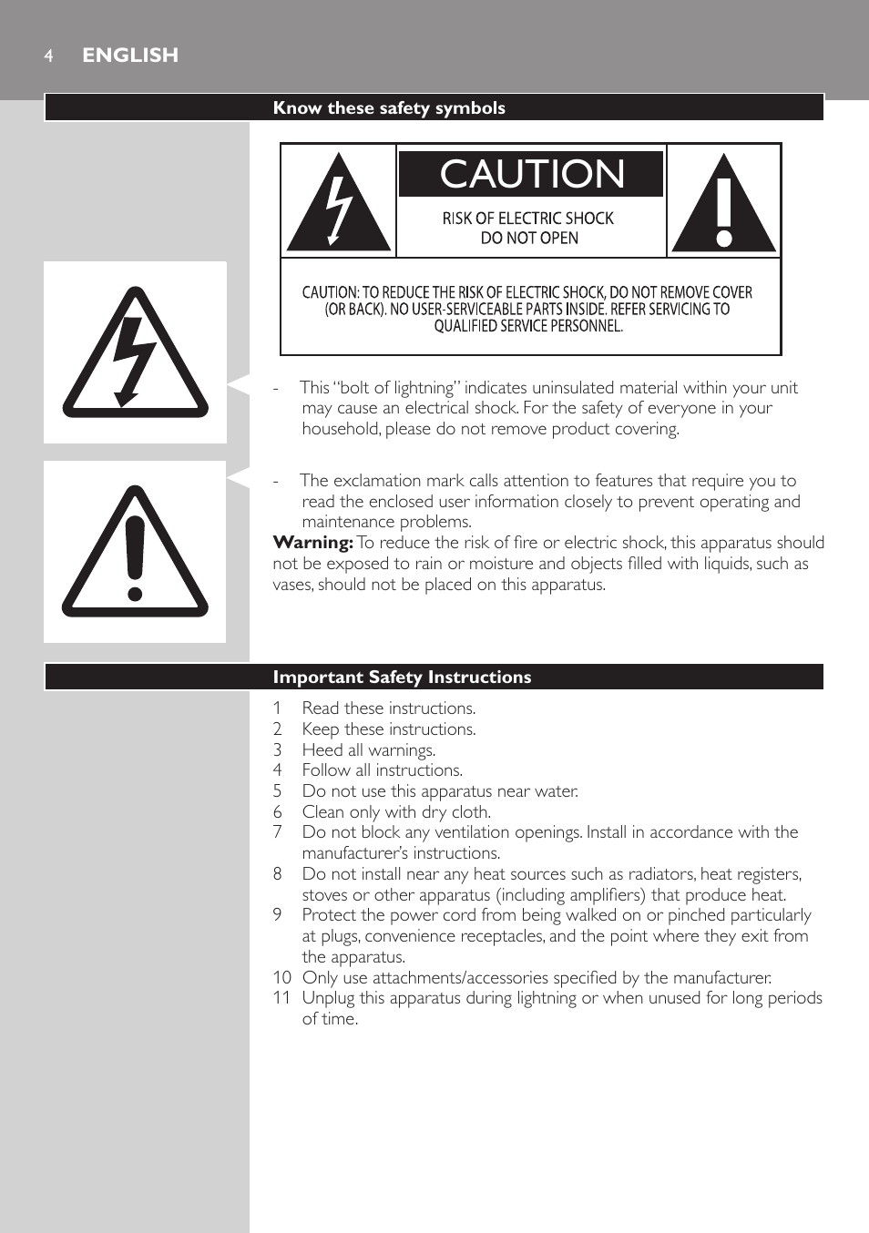 English, Caution | Philips AVENT Vigilabebés con vídeo digital User Manual | Page 4 / 22