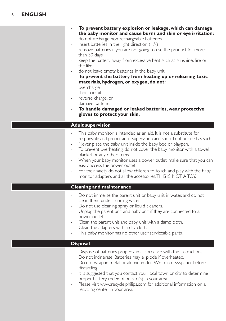 Philips AVENT Vigilabebés con vídeo digital User Manual | Page 6 / 22