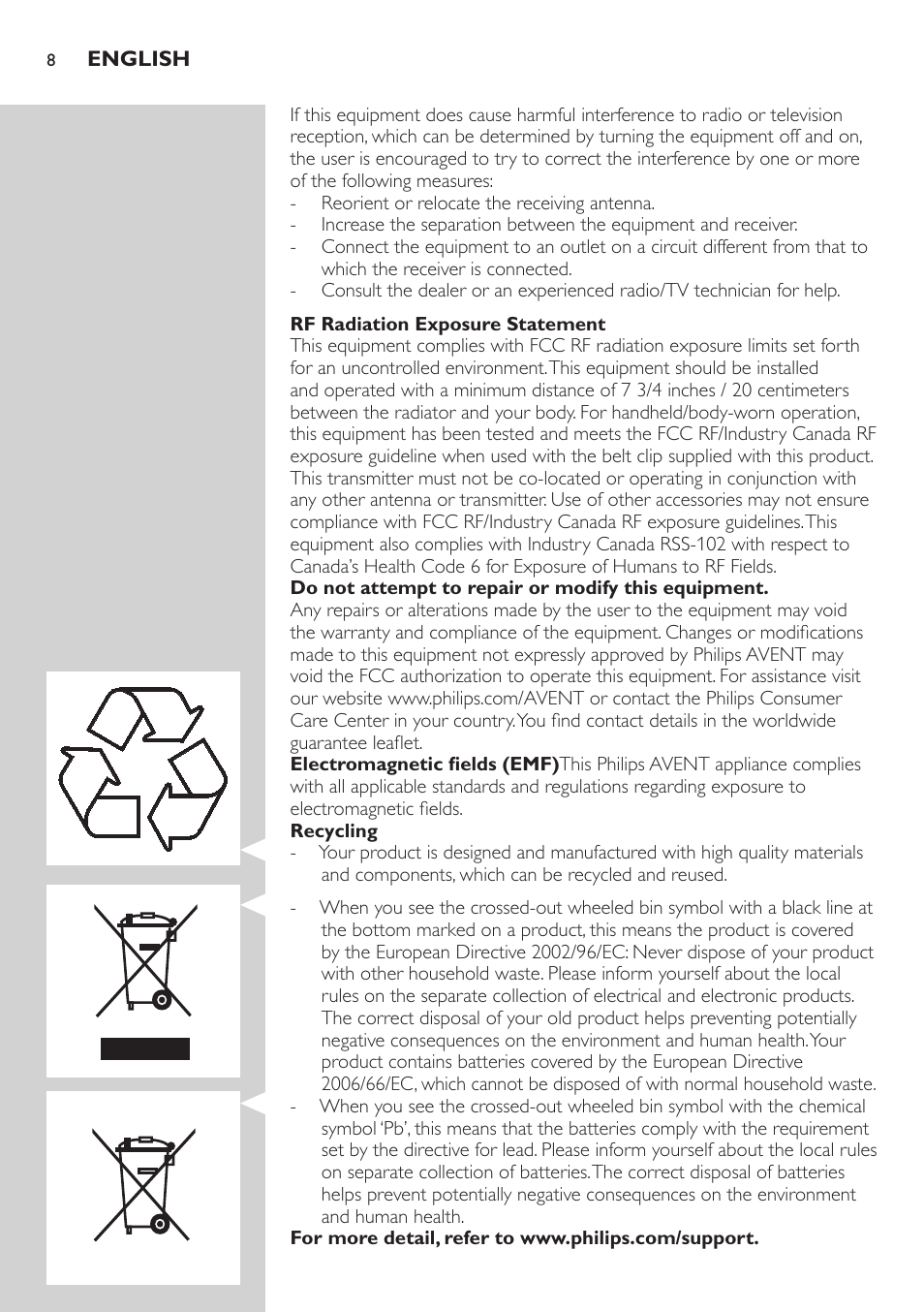 Philips AVENT Vigilabebés con vídeo digital User Manual | Page 8 / 22