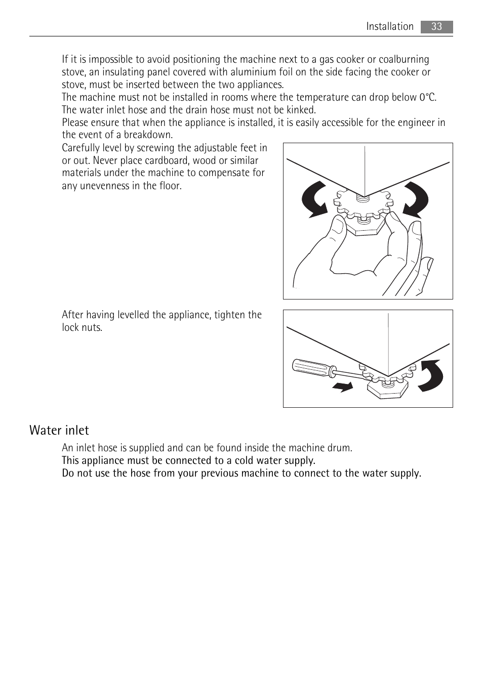 Water inlet | AEG 73742 User Manual | Page 33 / 40
