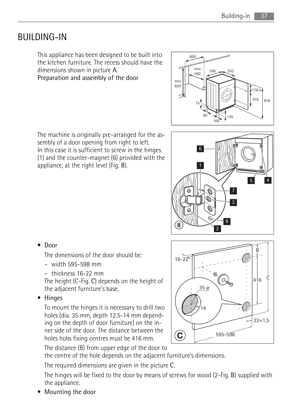 Building-in | AEG 73742 User Manual | Page 37 / 40