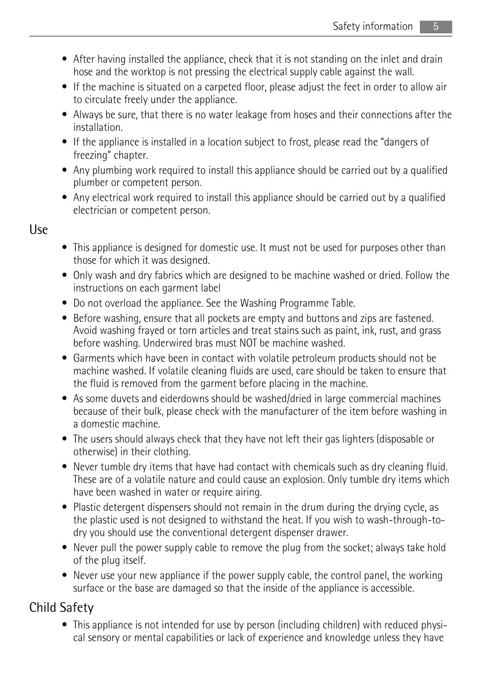 Child safety | AEG 73742 User Manual | Page 5 / 40
