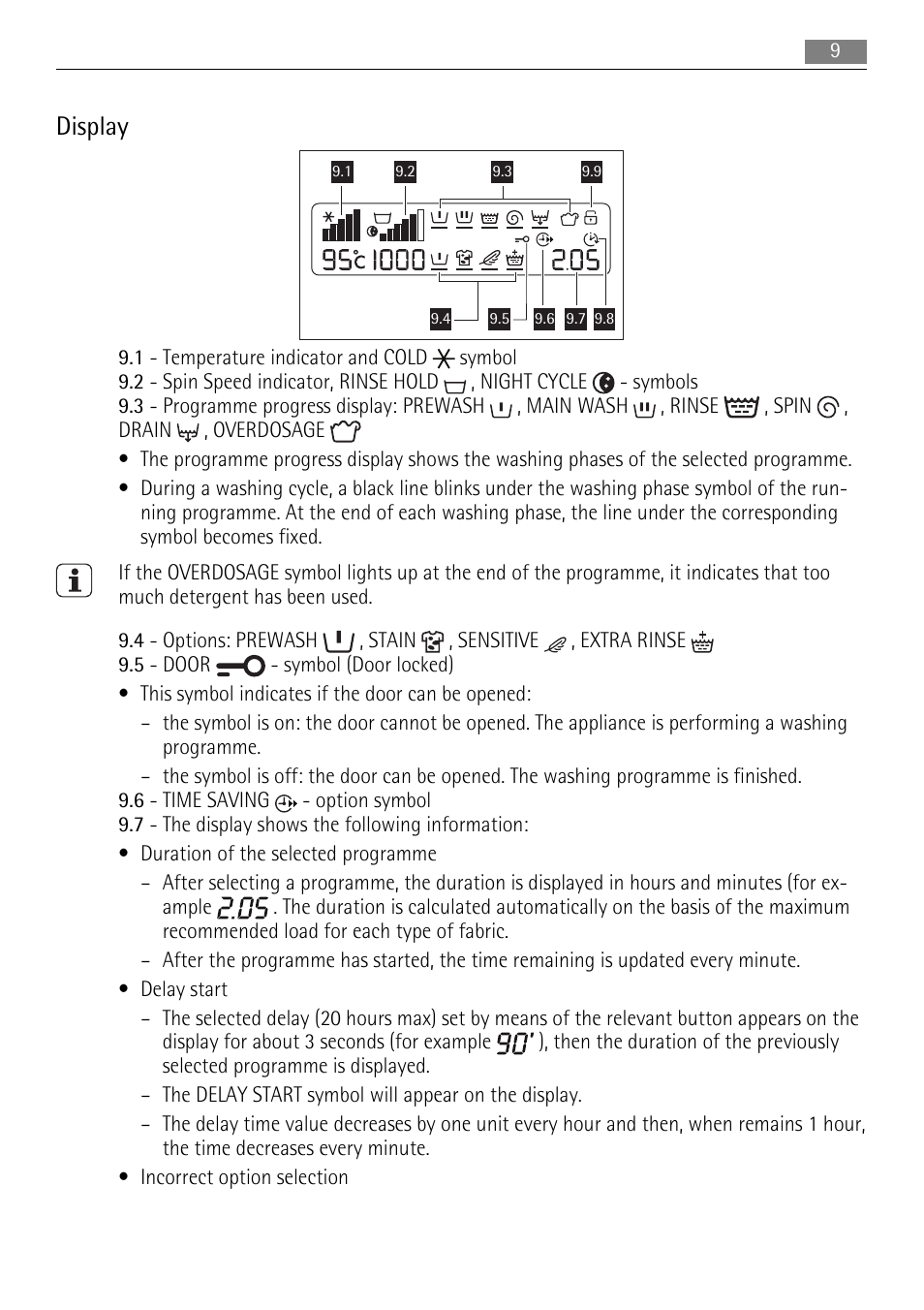 Display | AEG 73742 User Manual | Page 9 / 40