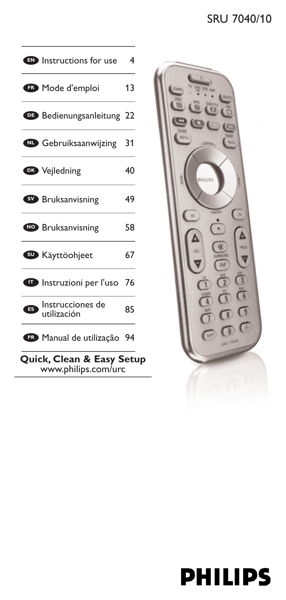 Philips Mando a distancia universal User Manual | 132 pages