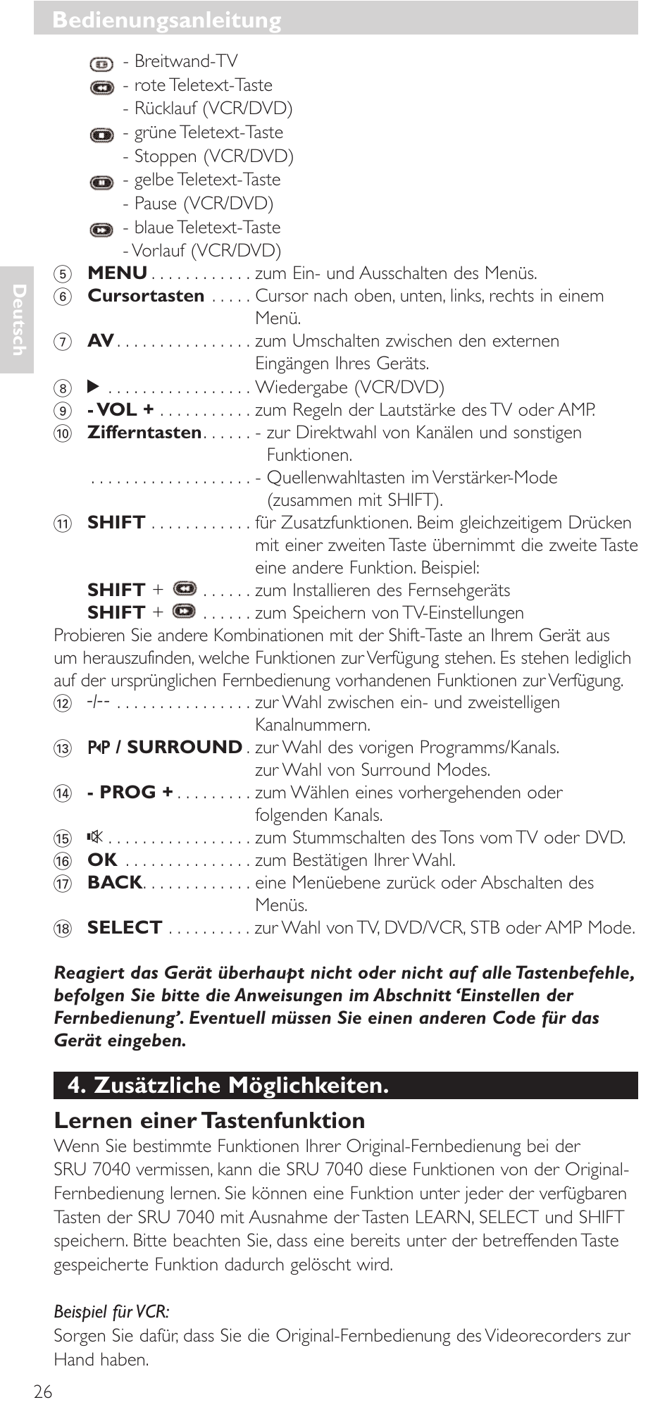 Bedienungsanleitung | Philips Mando a distancia universal User Manual | Page 26 / 132