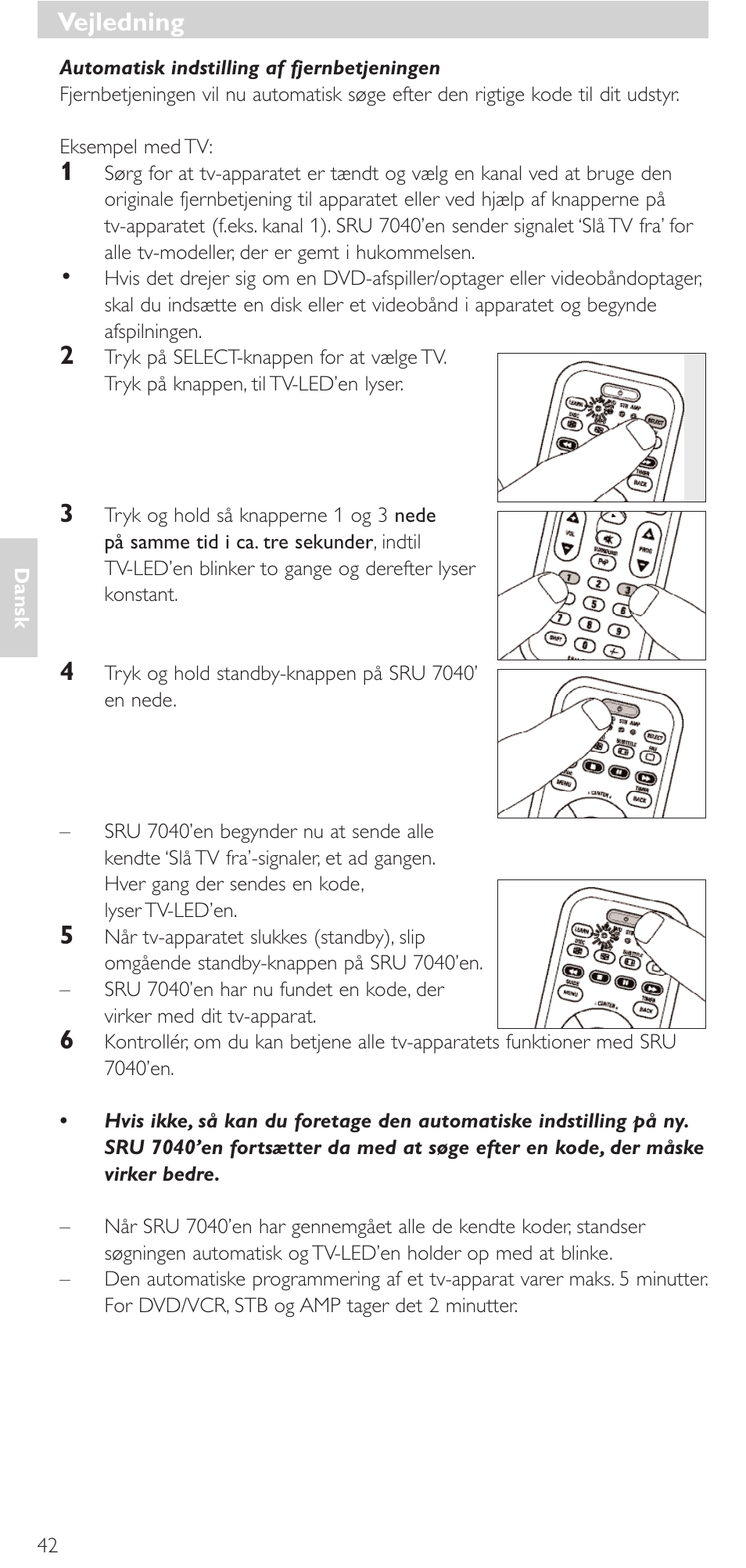 Vejledning | Philips Mando a distancia universal User Manual | Page 42 / 132