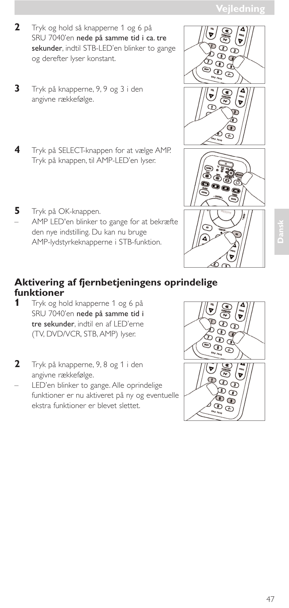 Vejledning | Philips Mando a distancia universal User Manual | Page 47 / 132