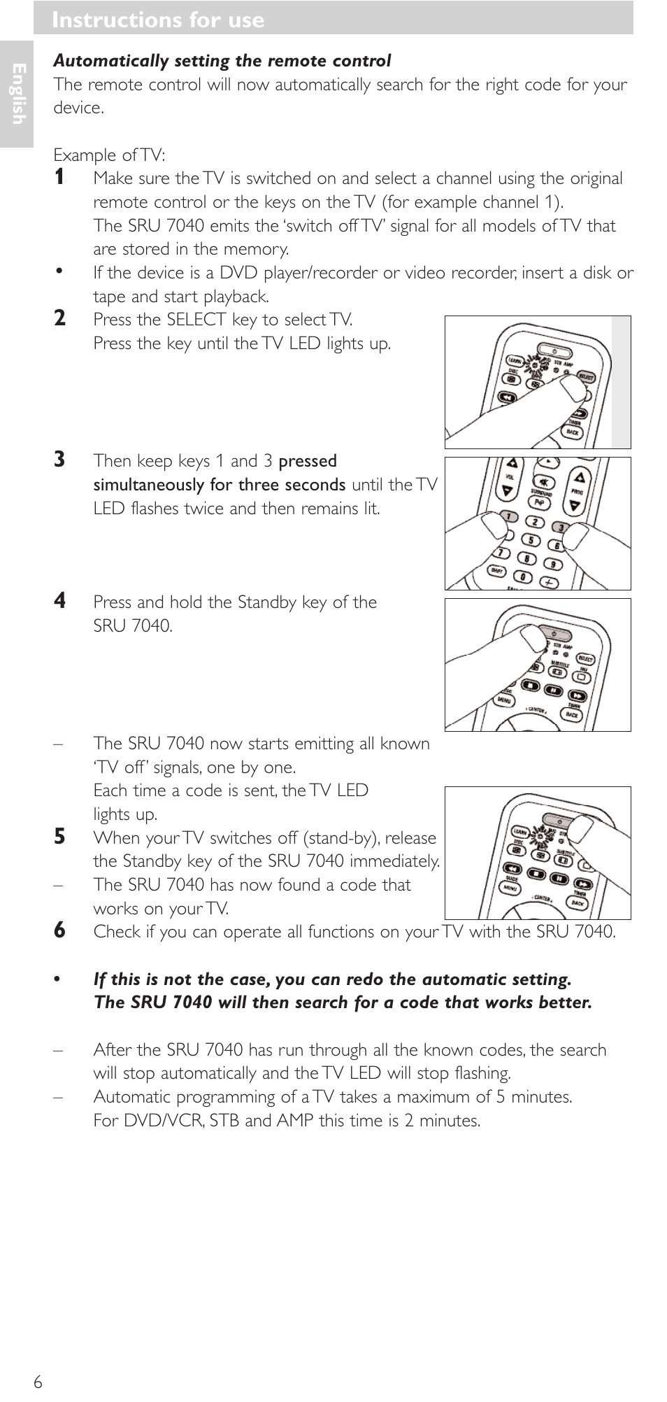 Instructions for use | Philips Mando a distancia universal User Manual | Page 6 / 132