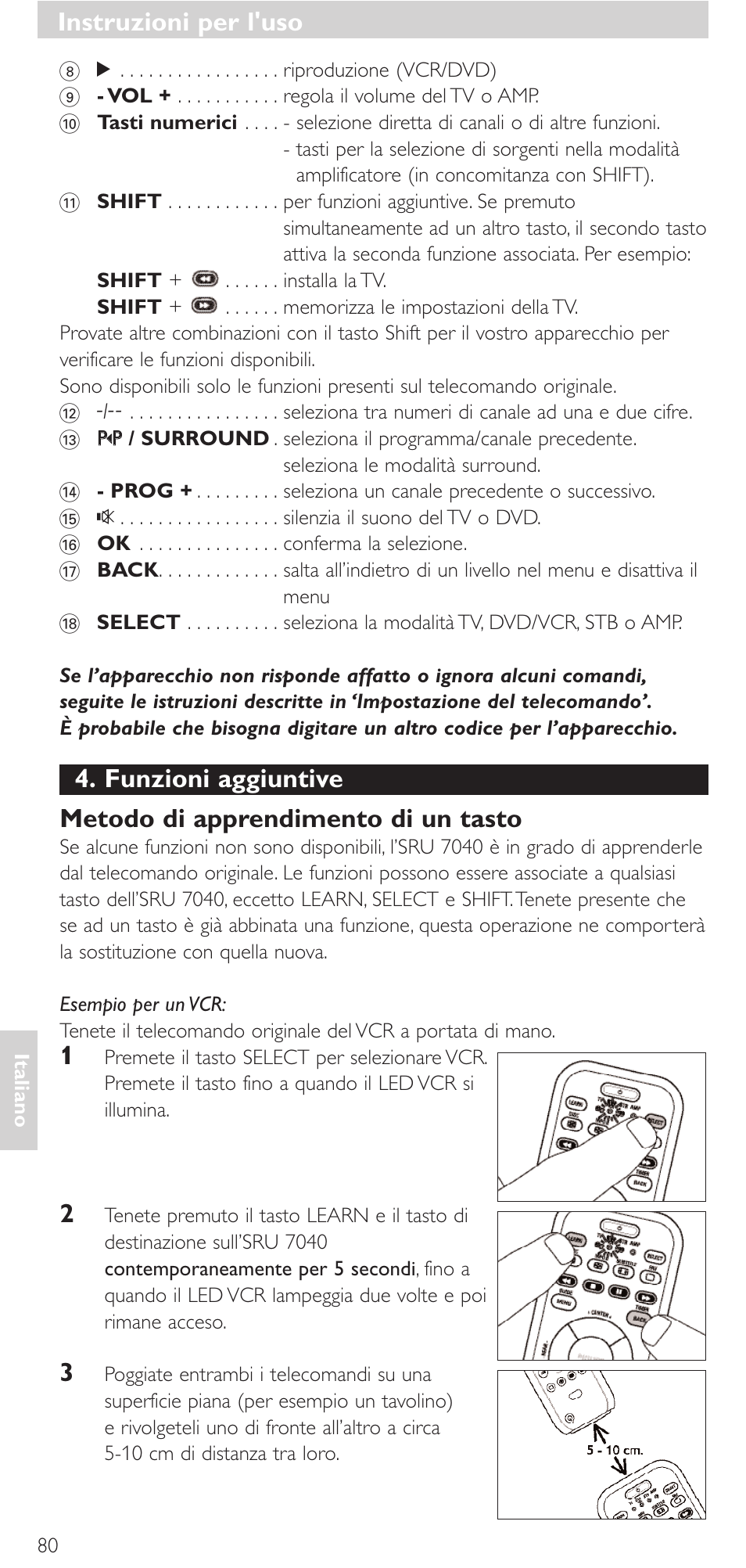 Instruzioni per l'uso | Philips Mando a distancia universal User Manual | Page 80 / 132