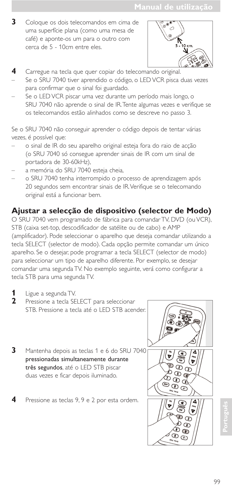 Manual de utilização | Philips Mando a distancia universal User Manual | Page 99 / 132
