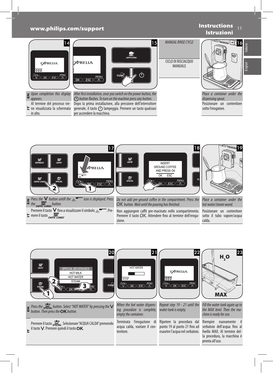 Omax | Philips Saeco Exprelia Cafetera expreso súper automática User Manual | Page 11 / 60