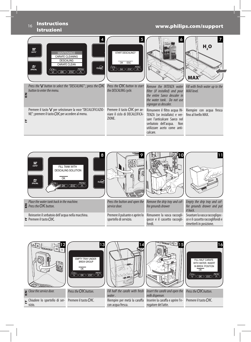 Omax | Philips Saeco Exprelia Cafetera expreso súper automática User Manual | Page 16 / 60