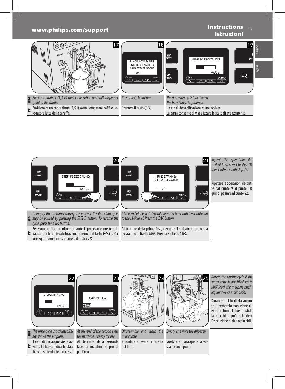 Philips Saeco Exprelia Cafetera expreso súper automática User Manual | Page 17 / 60