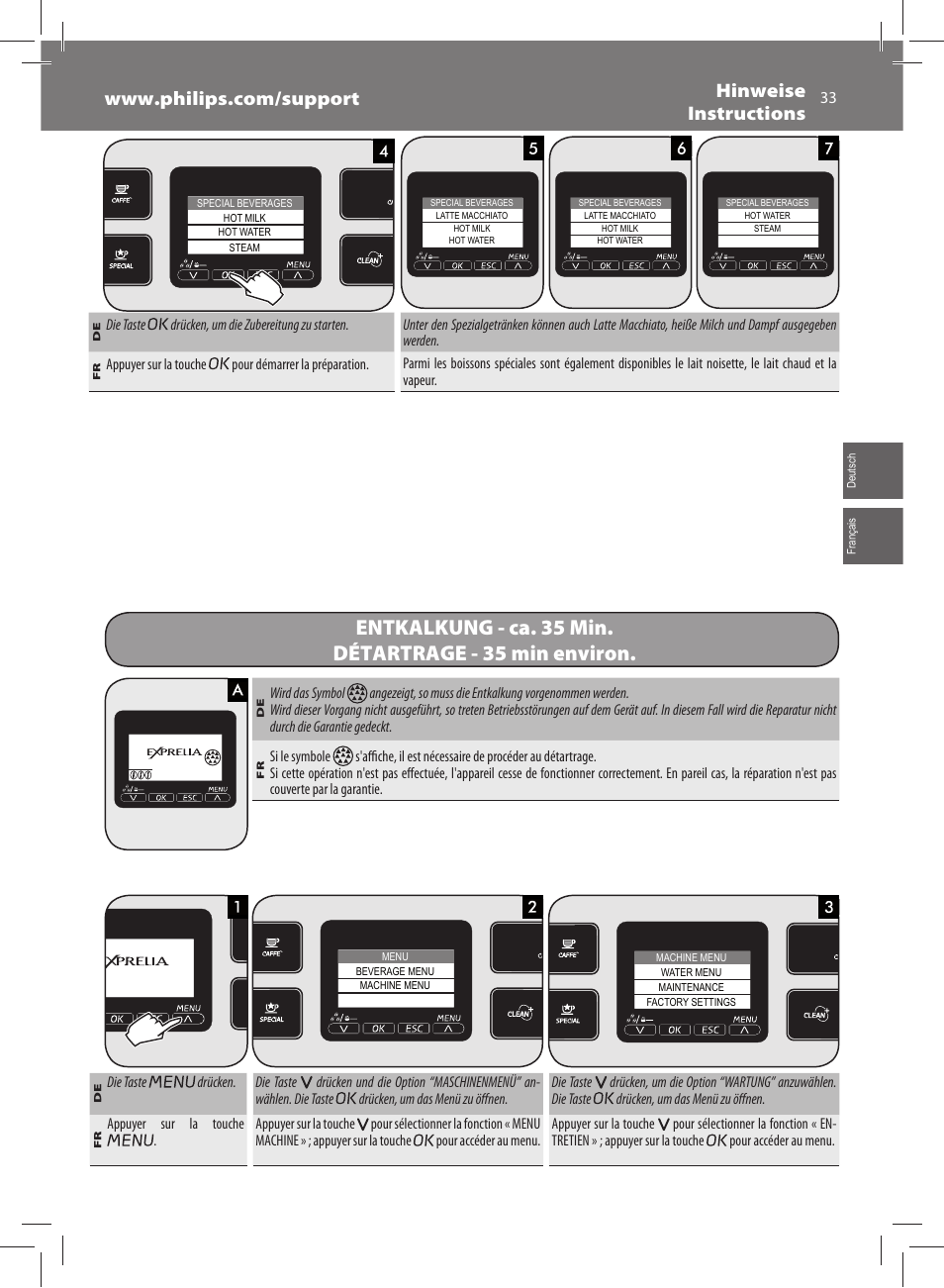 Philips Saeco Exprelia Cafetera expreso súper automática User Manual | Page 33 / 60