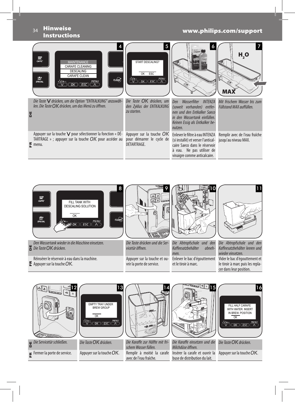 Omax | Philips Saeco Exprelia Cafetera expreso súper automática User Manual | Page 34 / 60