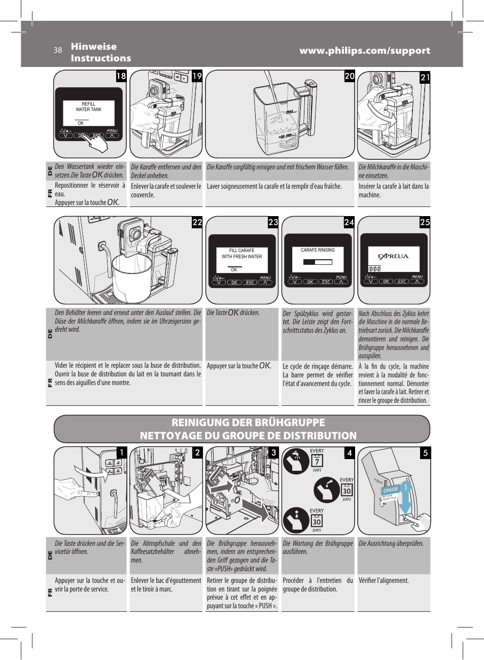 Philips Saeco Exprelia Cafetera expreso súper automática User Manual | Page 38 / 60