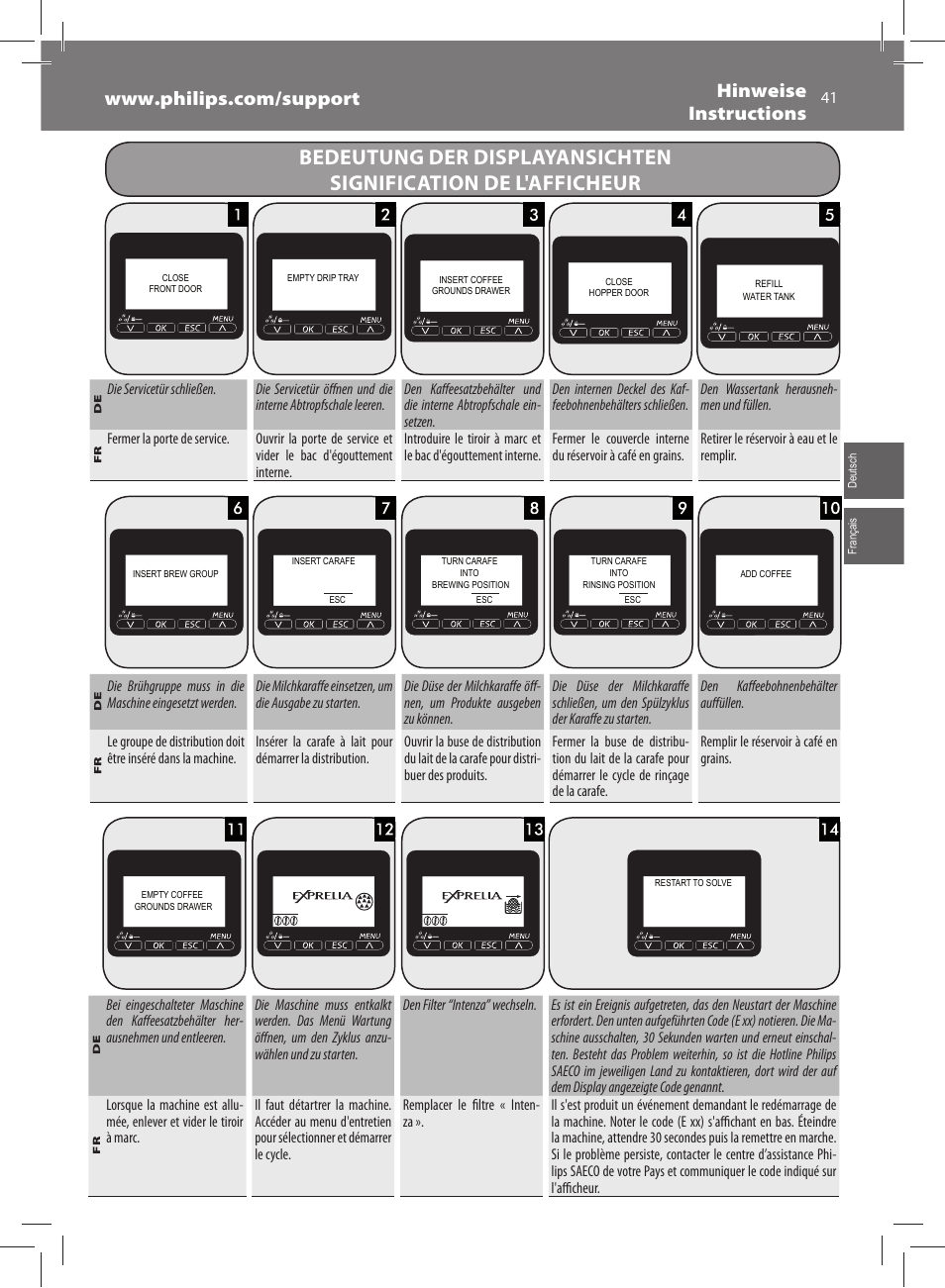 Philips Saeco Exprelia Cafetera expreso súper automática User Manual | Page 41 / 60
