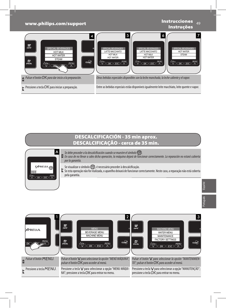 Philips Saeco Exprelia Cafetera expreso súper automática User Manual | Page 49 / 60