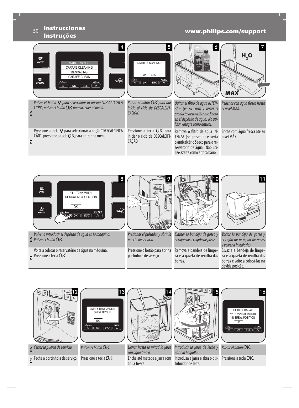 Omax | Philips Saeco Exprelia Cafetera expreso súper automática User Manual | Page 50 / 60