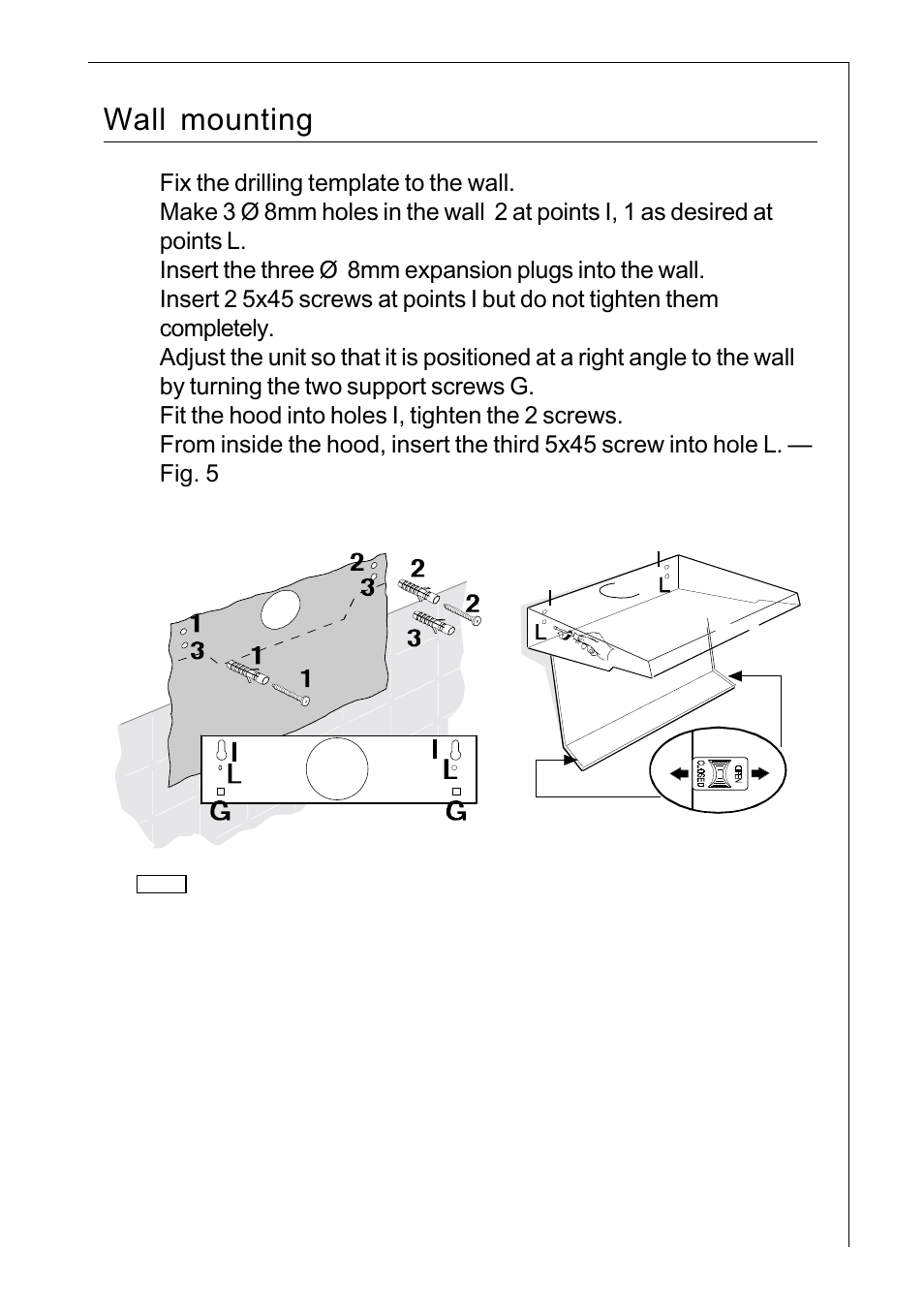 Wall mounting | AEG 222D User Manual | Page 11 / 20