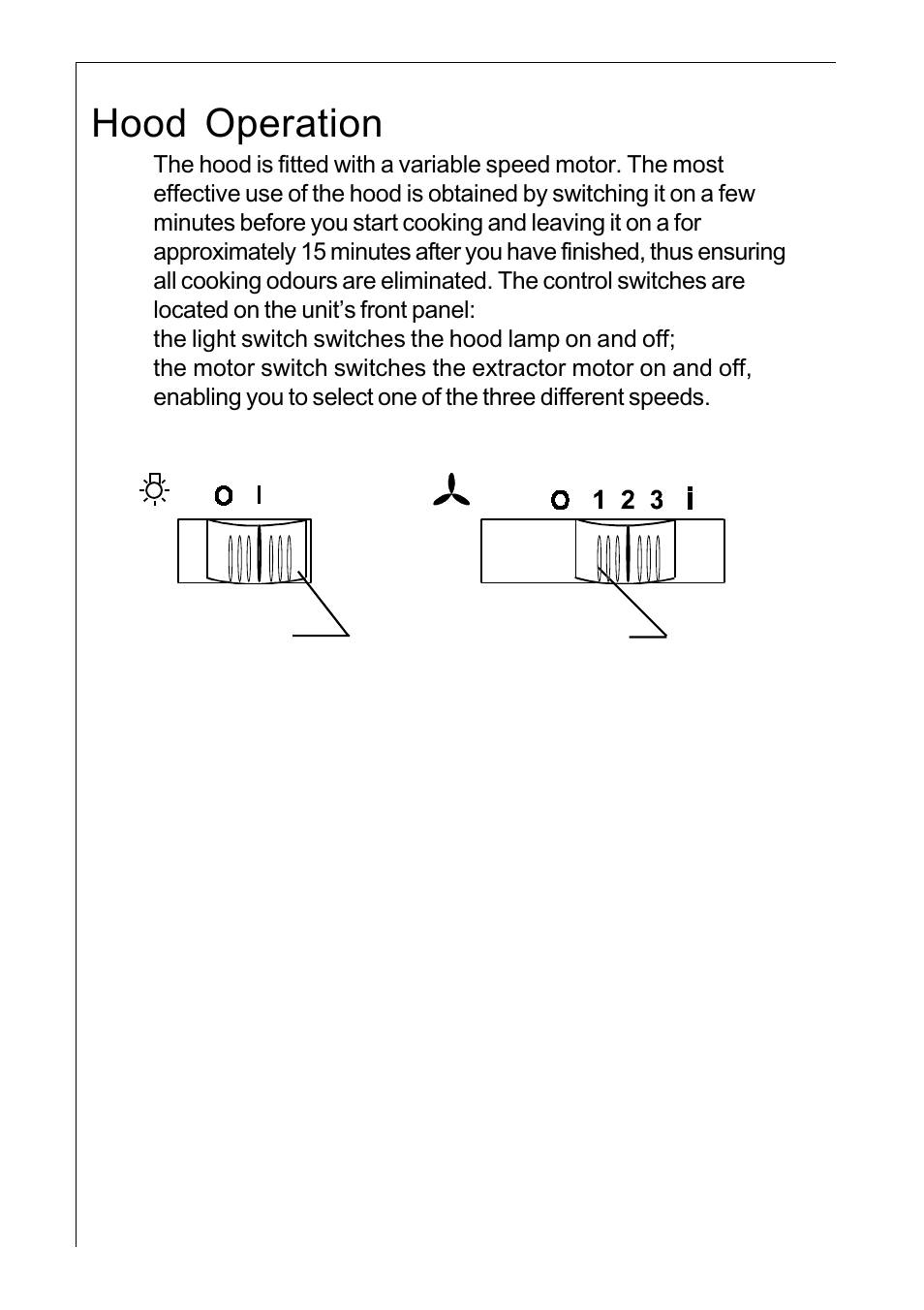 Hood operation, O i x | AEG 222D User Manual | Page 12 / 20
