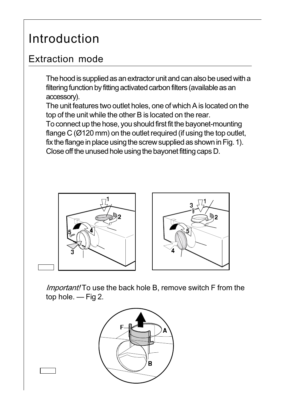 Introduction, Extraction mode | AEG 222D User Manual | Page 4 / 20