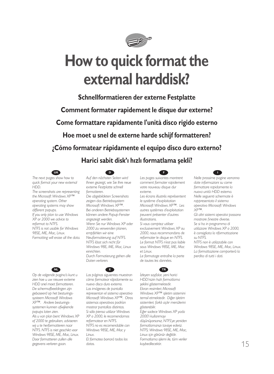 How to quick format the external harddisk | Philips Disco duro externo User Manual | Page 15 / 68