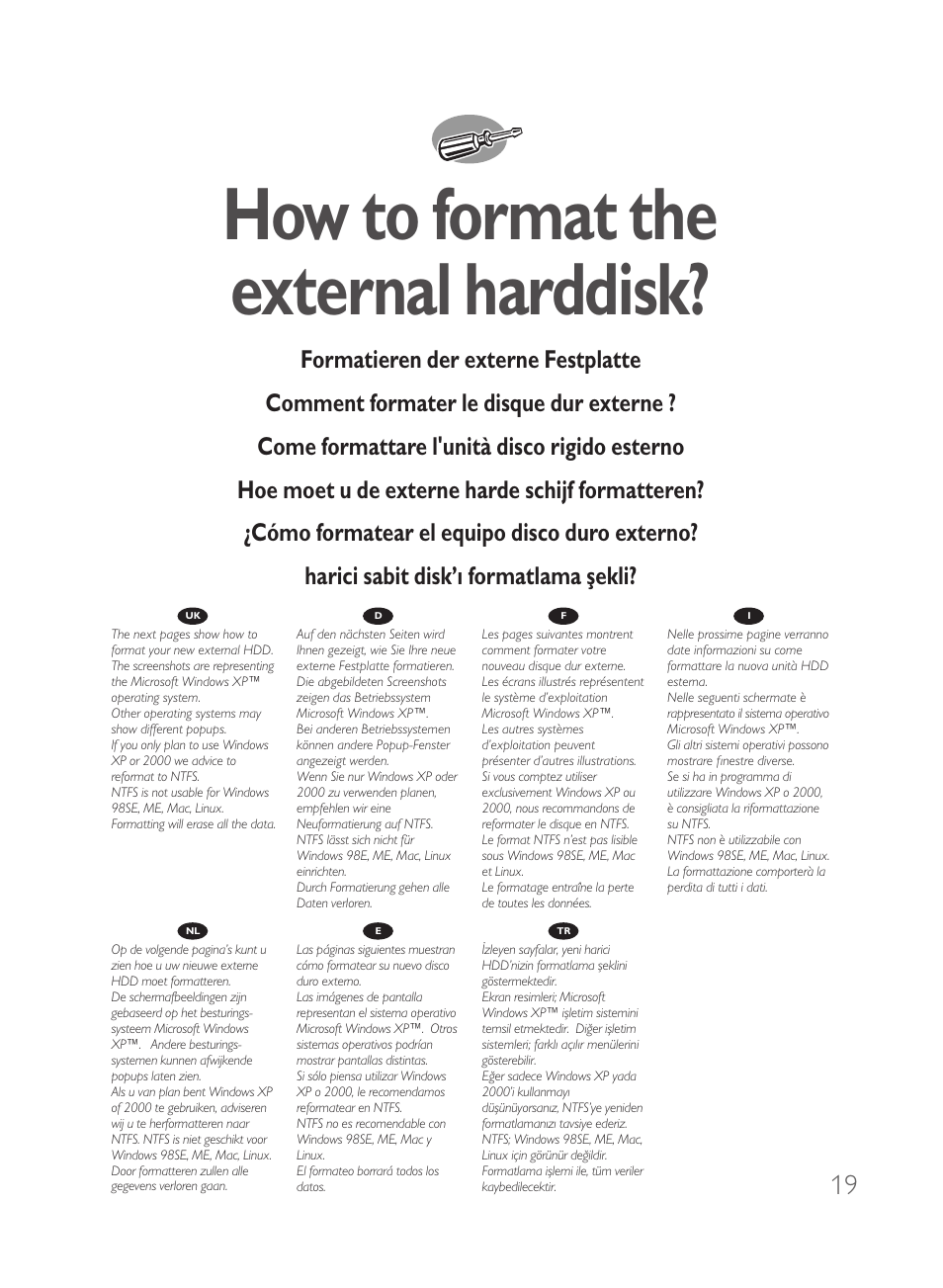 How to format the external harddisk | Philips Disco duro externo User Manual | Page 19 / 68