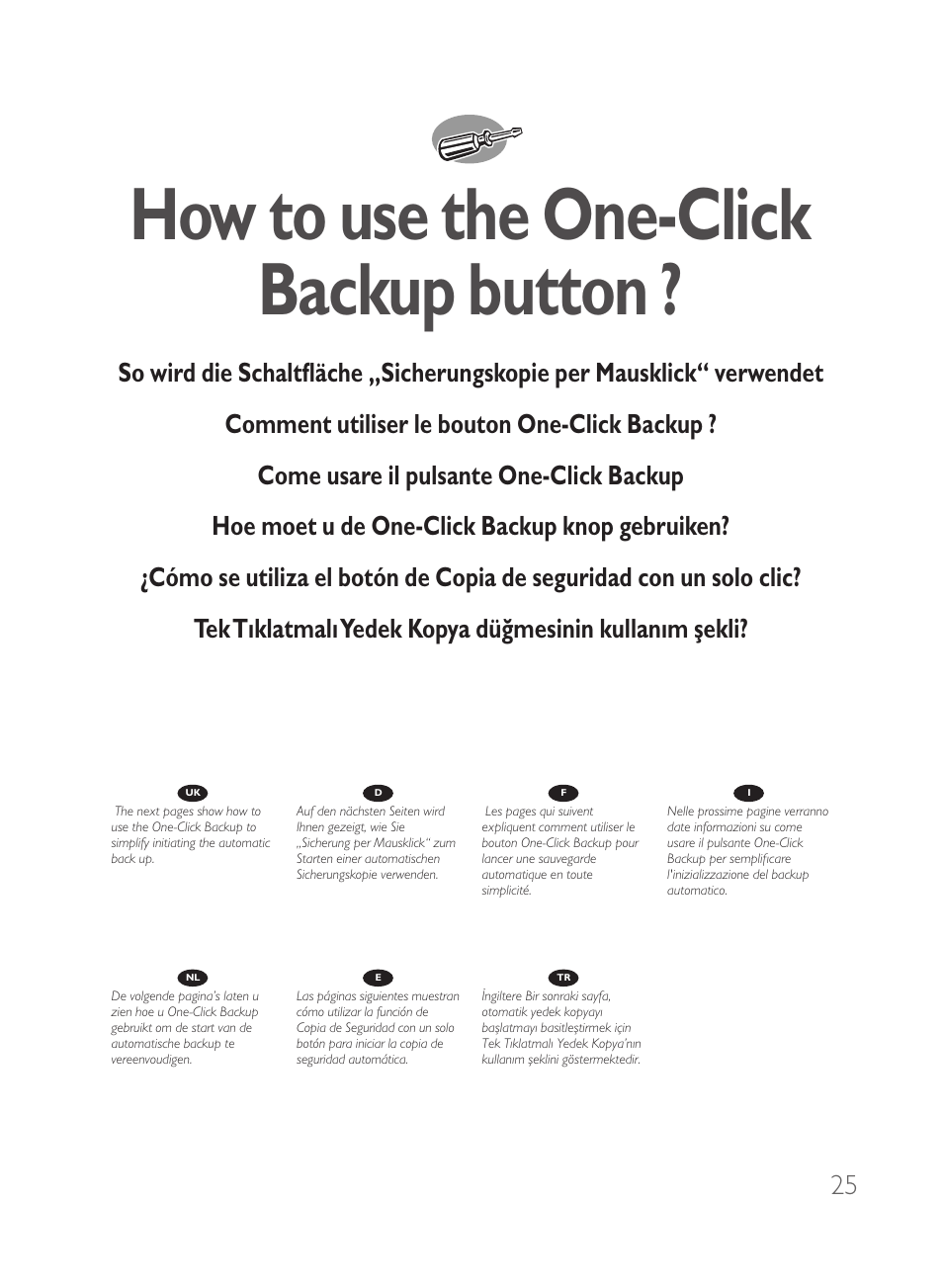 How to use the one-click backup button | Philips Disco duro externo User Manual | Page 25 / 68